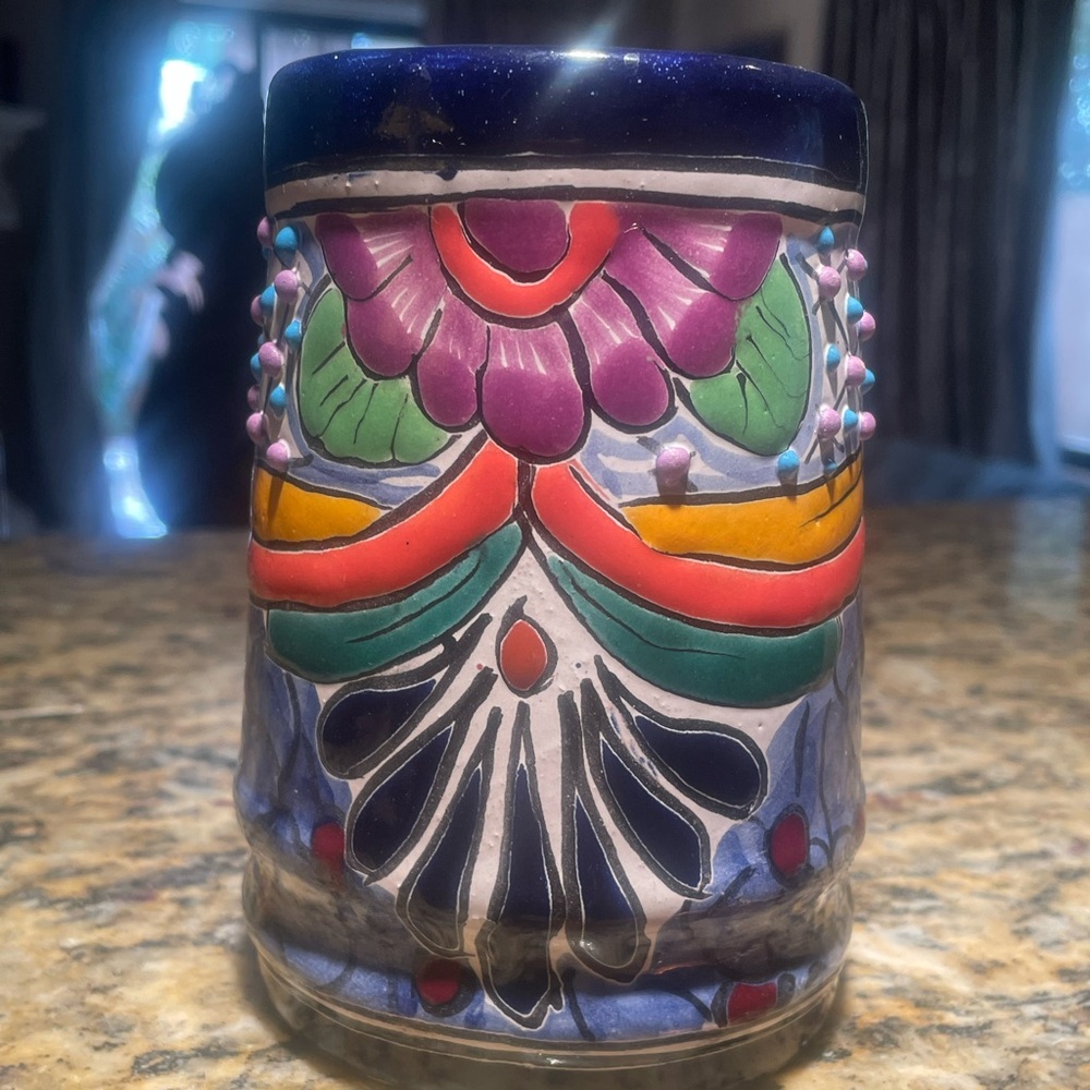 Large Talavera Mexican mug with handle.